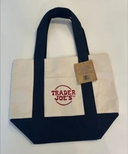 NEW Limited Edition Trader Joe's Mini Canvas Tote Bag - BLUE