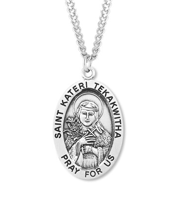 925 Sterling Silver Saint St. Kateri Tekakwitha Pendant Medal Necklace
