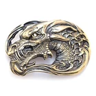 Dragon brass belt buckle Jormungands Head, Scandinavian Old Norse Jörmungandr