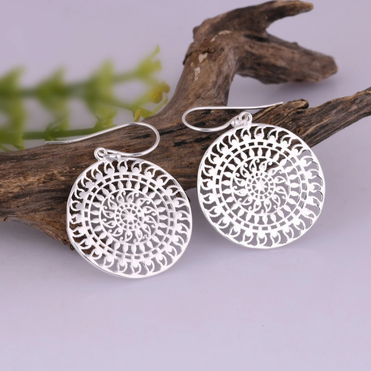 Traditional Round Mandala Earring Solid 925 Silver Filigree