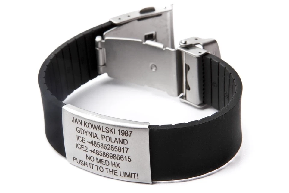 ID Armband mit Edelstahlplatte inkl. Gravur nach Wunsch! Alert ID für Diabetes - Bild 3 von 4