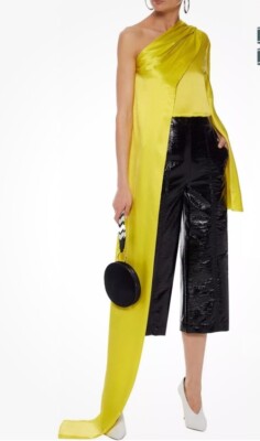 New With Tags SOLACE LONDON Rosa Silk Satin Top UK10 US6 IT38  Yellow Draped
