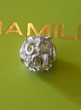 Image of CHAMILIA floral Scroll work 925 silver Blue crystals charm bead