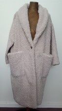 Nicole Farhi Coat Size 14 Ivory Teddy Relaxed Style Button Closure Knee Length