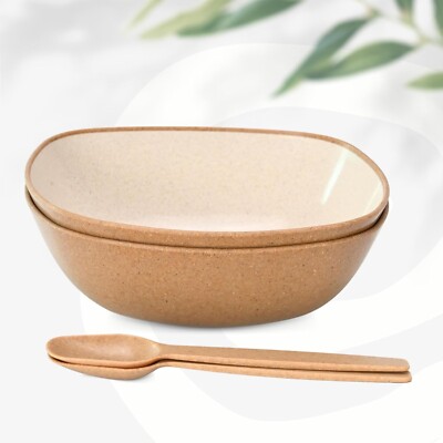 Earth-Friendly Multipurpose Bowls 600 ml (Pack of 2) - Bamboo Fibers & Rice Husk