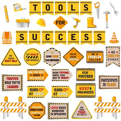 Outus 47 Pcs Construction Bulletin Board Set Construction Theme Cutouts Tools...