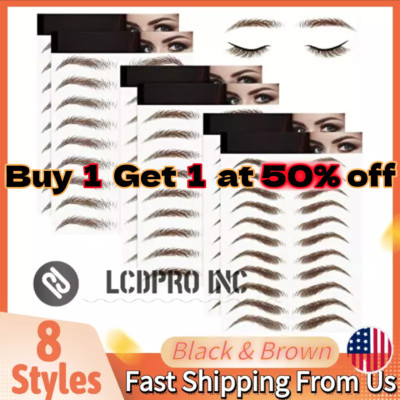 Eyebrow Tattoos 4D Hair-Like Waterproof Stickers Brown/Black Makeup Temporary