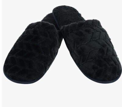 Polar Extreme Herren schwarz Plüsch Chevron Sherpa gefüttert Hausschuhe UK Größe 11-12