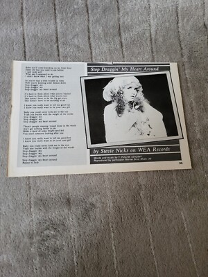 TPGM13 WERBUNG 5X8 STEVIE NICKS: ''STOP DRAGGIN'' MY HEART AROUND'' SONGWORTER