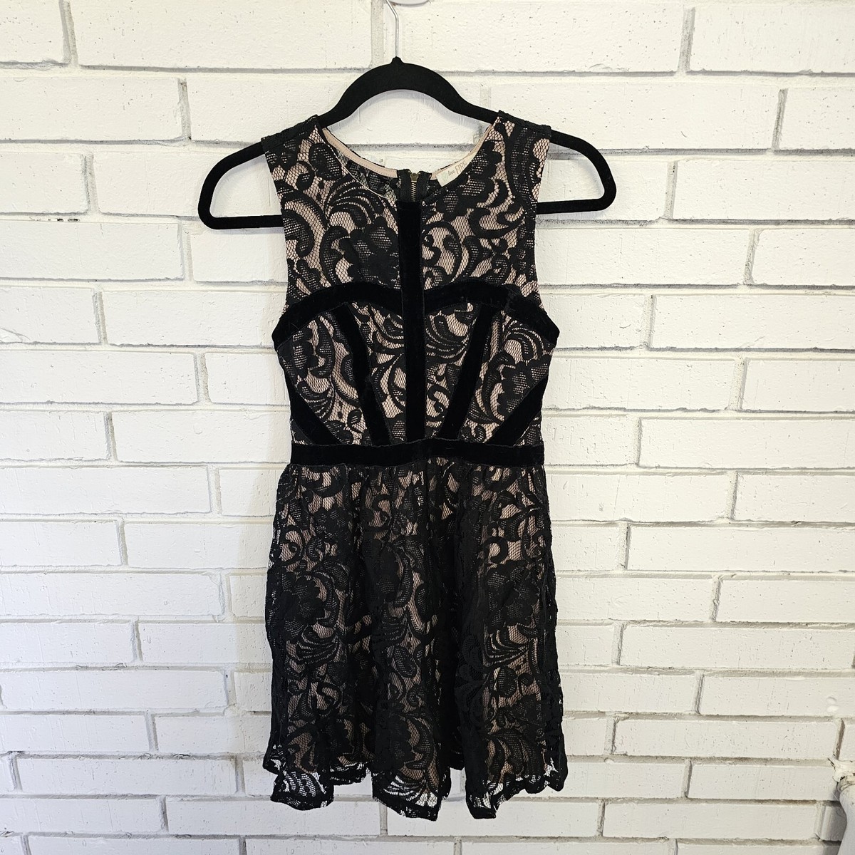 Love Fire Black Size Small Fit And Flare Lace Overlay Dress Love Fire Black Size Small Fit And Flare Lace Overlay Dress