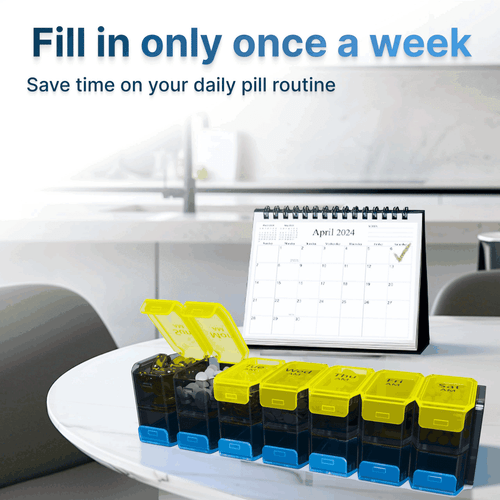Extra Large Weekly Pill Organizer 2 Times a Day Xl Pill Case Am Pm Big Pill - Picture 4 of 6