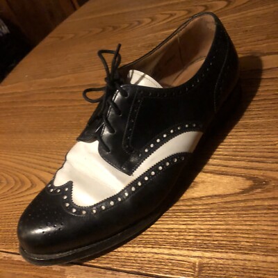 Vintage Size 39 Crockett Jones Black White Ashford Brogues Shoes Womens  UK - Main Image