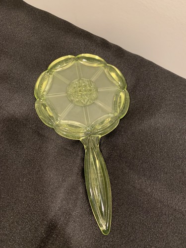Uranglas VASELINE GLAS Mosser HANDSPIEGEL mit STÄNDER 2 links - Bild 12 von 24