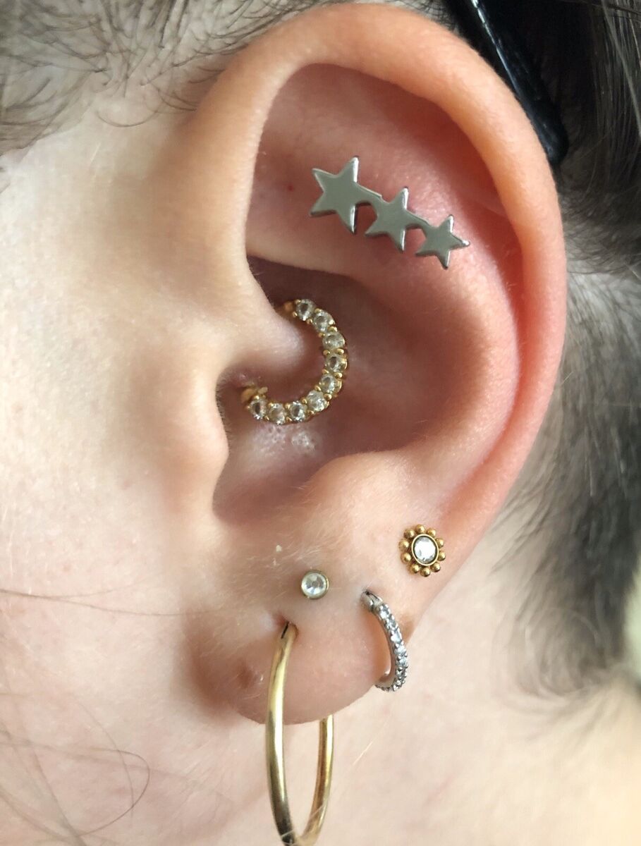  Industrial Barbell Piercing, Straight Jewelry, Upper Ear  Piercing, Tragus, Conch : Everything Else