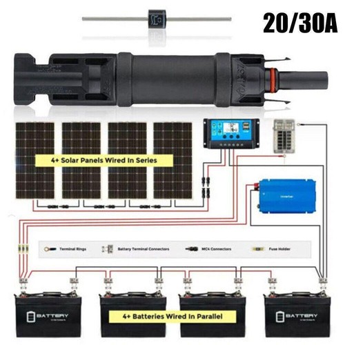 Solarpanel Sicherungshalter und Sicherung 30/20A Wasserdicht Halter [Sicherung Inline Neu G7