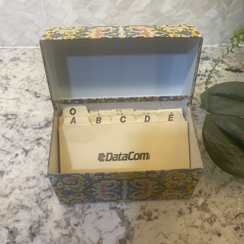 Vintage Ohio Kunst Metall Rezeptbox rosa blau grün Florentiner Schriftrolle - Bild 7 von 10