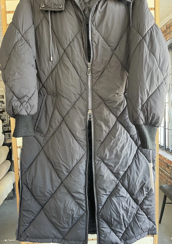 Abrigo acolchado con diamantes NORDSTROM mediano largo completo nuevo con etiquetas talla XXS original $200 Foto 4 de 4