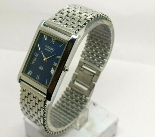 Seiko Quartz Super Slim Men'n Stainless Steel Rectangle Excellent Watch |  eBay