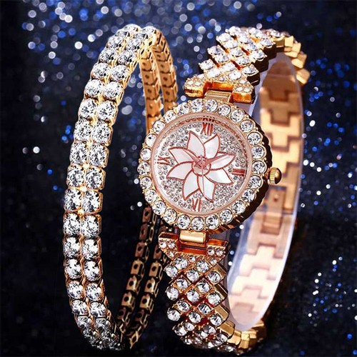 Ladies Wrist Watch Stainless Steel Box Watch & Bracelet Sets Women Gift Analogue - Picture 3 of 15