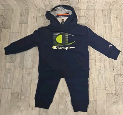 Champion Sweatshirt Toddlers Pants 4T Hooded 2pc Set Blue NEW