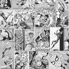 Marvel Action Heros Comic Strip Wallpaper 159502 Black and White