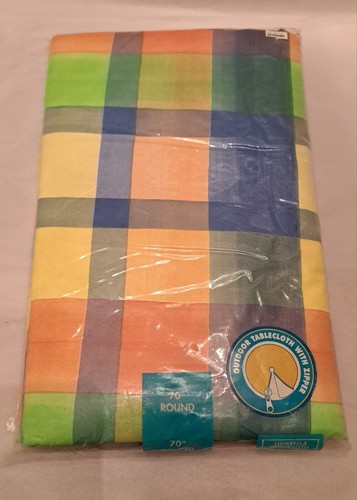 Bett Bad & Beyond Aquarell kariert 70 Zoll Runde Vinyl Regenschirm Tischdecke mit Reißverschluss
