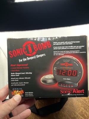 NEW Sonic Bomb Alarm Clock SBB500ss Sonic Alert Extra Loud Vibrating Bed Shaker