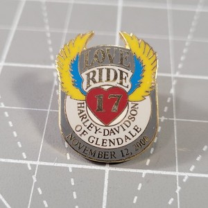 Vintage Harley Davidson Love Ride 17 Glendale CA Motorcycle Lapel Pin 2000