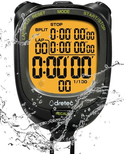 Digital Stopwatch Timer Waterproof Backlight Alarm Calender for Swimming Runn...
