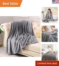 Grey Luxury Fleece Throw Blanket 50"x60" - Soft Microfiber for Ultimate Comfort