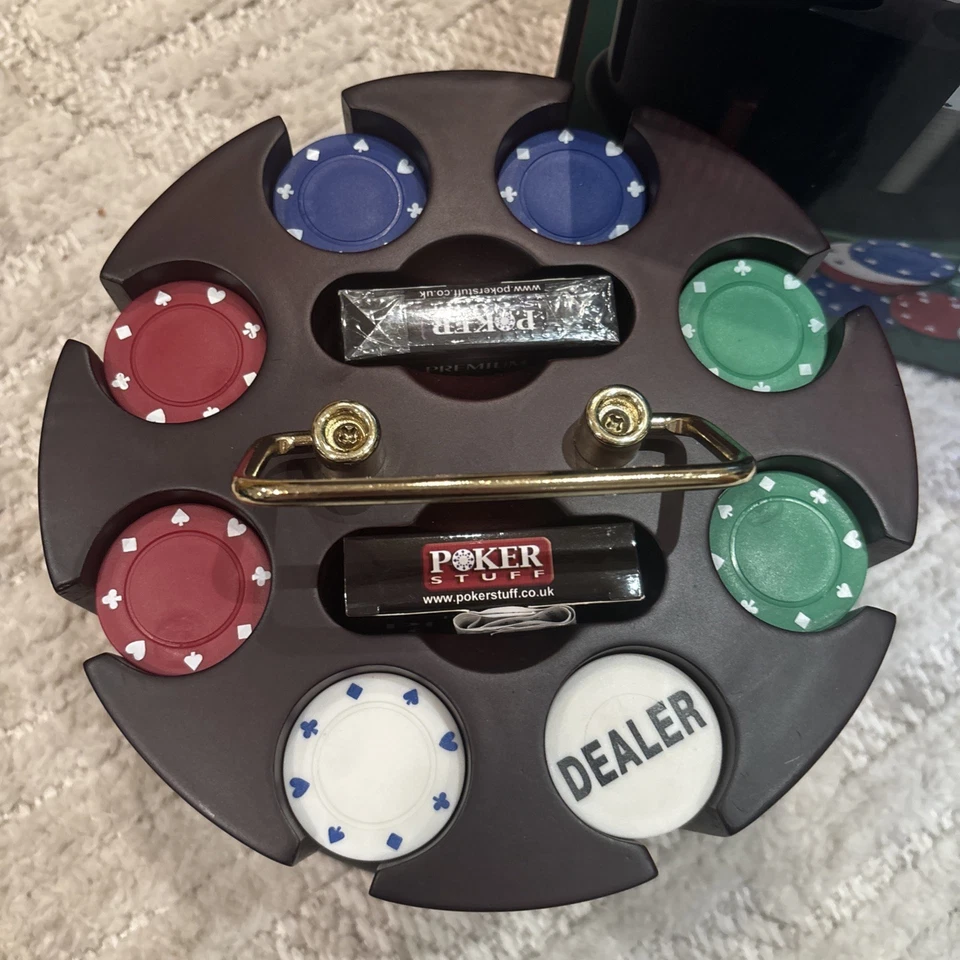 deluxe revolving poker rack with 200 chips - Image 2 of 2