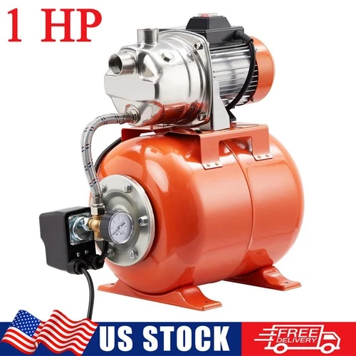 1 HP 115V Shallow Well Pump w/ Pressure Tank Garden Booster Jet Irrigation Pump