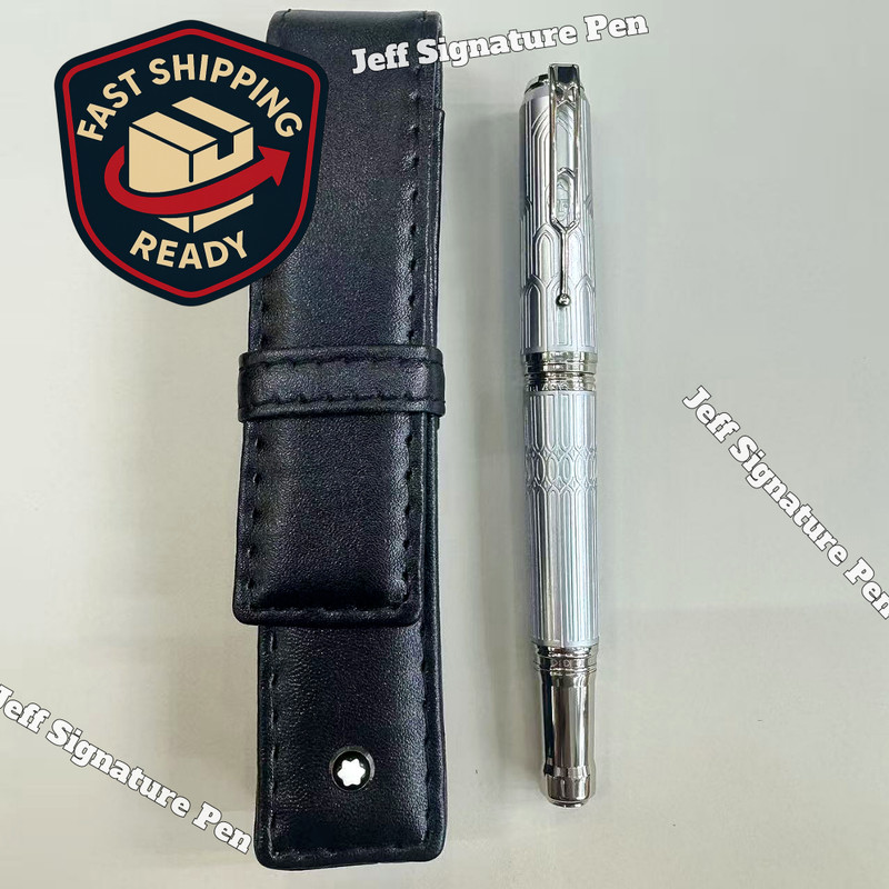 Bid Now MONTBLANC Fountain Writer Homage to Victor Hugo Leather Pouch Gift Set