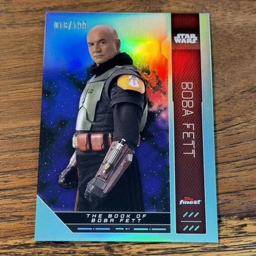 Boba Fett 2023 Topps Finest Star Wars AQUA 18/199 Refractor Card #FN-22