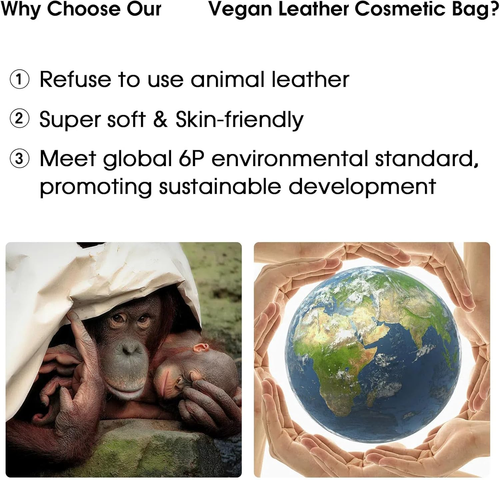 Kosmetiktasche, Reise Make up Organizer Kosmetik Pinsel Taschen Etui für Damen in Vegan - Bild 3 von 12