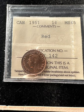 1951  ICCS Graded Canadian Small One Cent**MS-65** # XMY 142