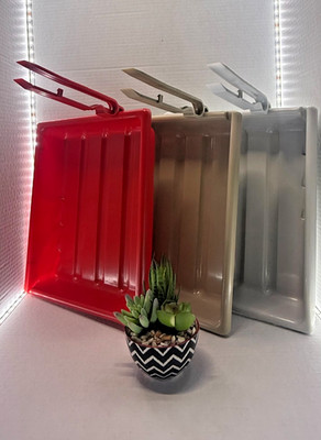 Vintage Darkroom Developing Trays Set w Tongs Red Amber White Photo Lab 8x10