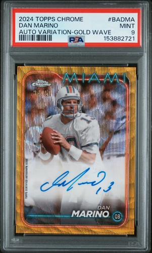 2024 TOPPS CHROME BASE AUTOS VARIATIONS GOLD WAVE #BADMA DAN MARINO 34/50 PSA 9