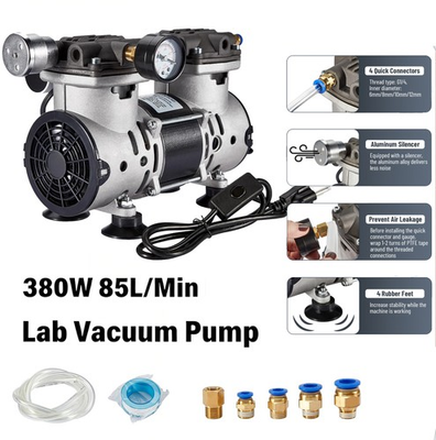 #ad #ad Lab Vacuum Pump Oilless Vacuum Pump 380W 110V 85L Min w Pressure GaugeSilencer $139.99