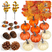 KüNstliche KüRbisse 51 PCS Herbst Dekoration Mit Eicheln Beeren AhornbläTter