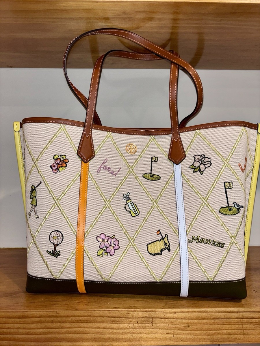 Tory Sport Masters Exclusive Embroidered Tote Bag Golf Theme Women