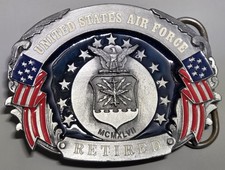 USAF Retired Belt Buckle U-6 w/Shield and Flags Siskiyou Co. USA FREE Shipping