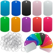50 Pack Aluminum Tag Blanks Engraving Blank Metal Tags with Hanging Ho