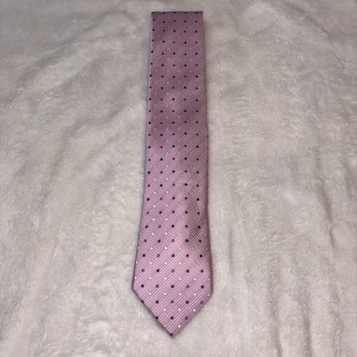 Men’s Tie Geoffrey Beene Multicolored Handmade 100% Silk Set Of 2 Pink And Blue - Picture 2 of 5