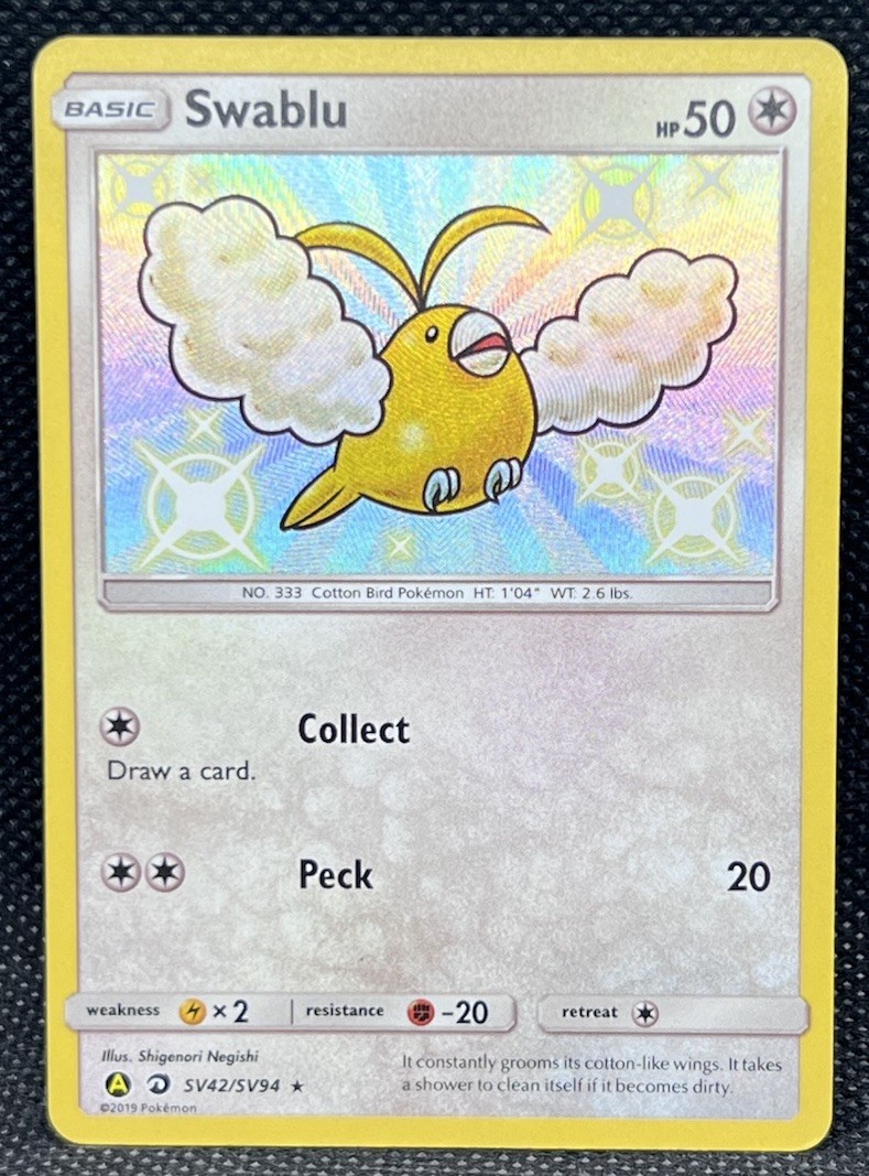 Pokemon Swablu SV42/SV94 Hidden Fates Shiny Holo Rare Card NM Condition