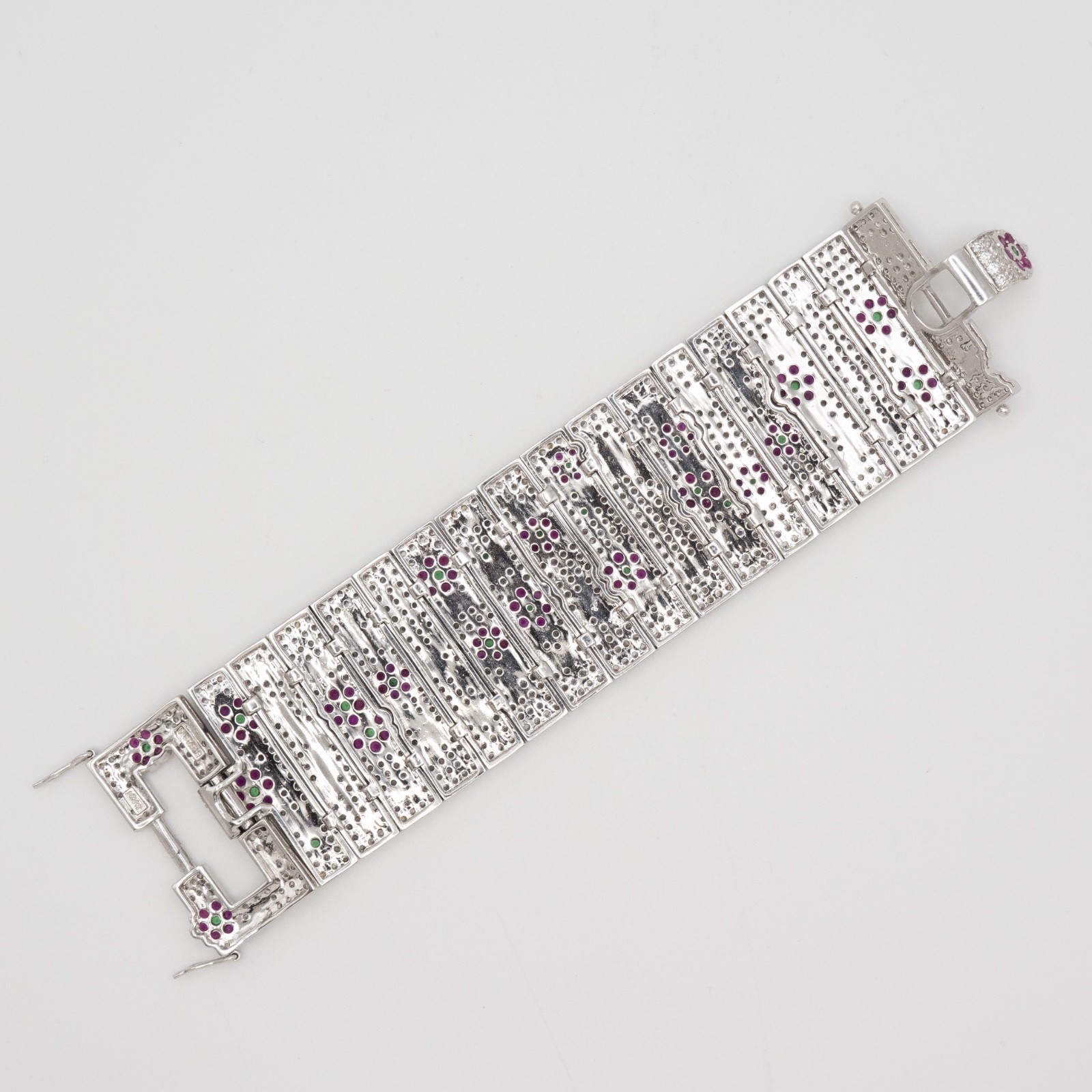 Signed JARIN Sterling Simulated Ruby & Emerald Fl… - image 10