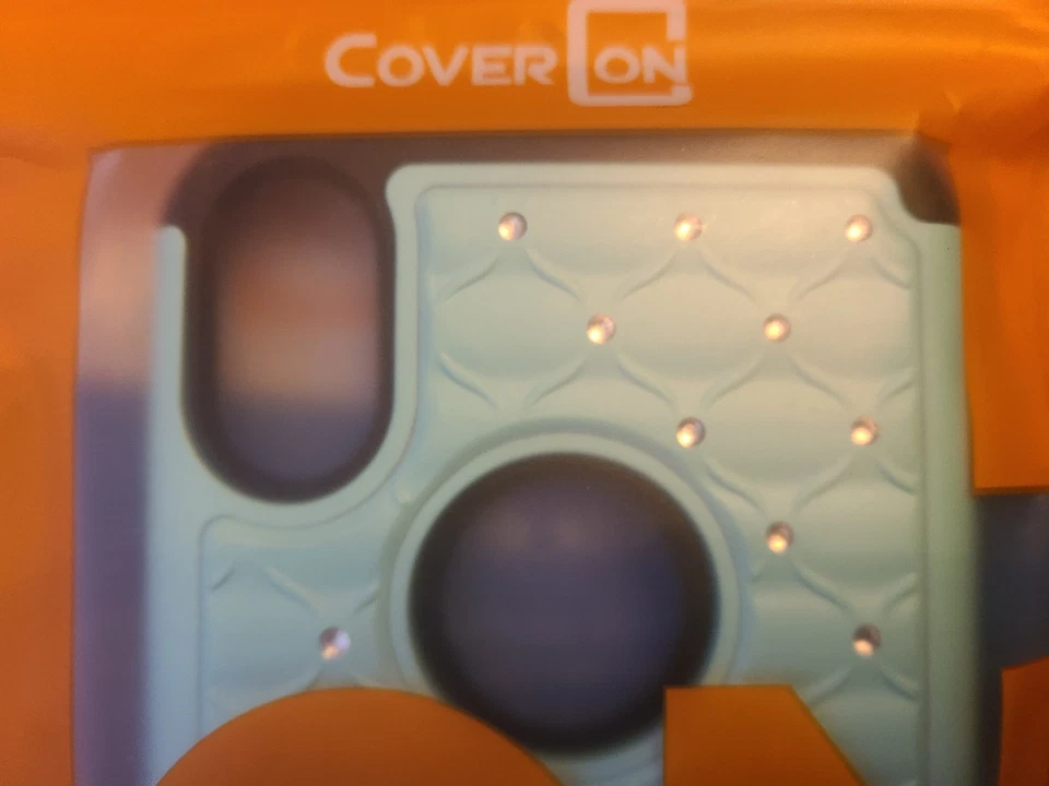 Funda protectora para teléfono iPhoneX azul verdoso con joyas marca CoverON Foto 3 de 4