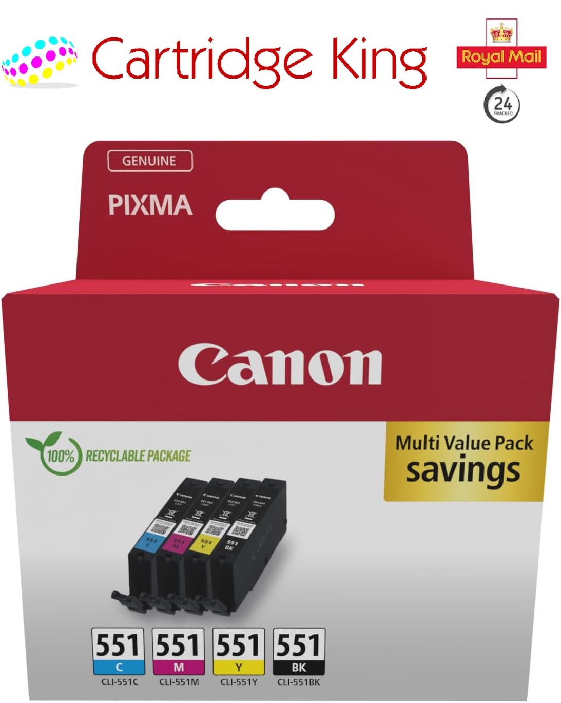 Canon Black/Cyan/Magenta 6509B015/Cli-551 Ink Cartridge Multi Pack Bk.c.m.y Blister 4X7ml - Image 7