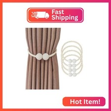 Yiaizhuo 4 Curtain Tiebacks Holdbacks Magnetic Buckle Woven Tie Hold Back Clips