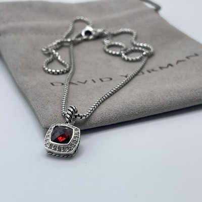 David Yurman Petite Albion Halskette mit Granat und Diamanten 16 - 17 Zoll